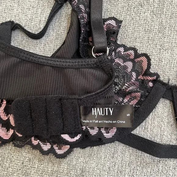 Hauty Strappy Floral Lace Bralette Size Small Feminine Flirty - Picture 5 of 5